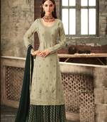 Light Green Georgette Multi Stone Work Palazzo Semi Suit