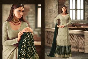 Light Green Georgette Multi Stone Work Palazzo Semi Suit 2