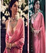 Pink Sequence Work Georgette  Bollywood Saree With Blouse