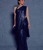 Blue Sequence Work Georgette  Bollywood Saree With Blouse