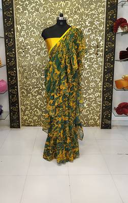 Multi color Digital Print Georgette Bollywood Saree With Blouse 2