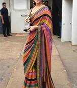 Multi Color Print Sequence Work Georgette Bollywood Saree With Blouse