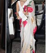 White Digital Print Pleated Lace Fancy Silk Bollywood Saree With Blouse