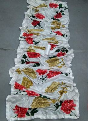 White Digital Print Pleated Lace Fancy Silk Bollywood Saree With Blouse 2