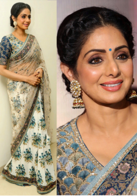 Multi Color Embroidery Work Net Silk Bollywood Saree With Blouse 1
