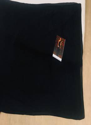 Black Plain Chino Silk Bolllywood Saree With Blouse 2