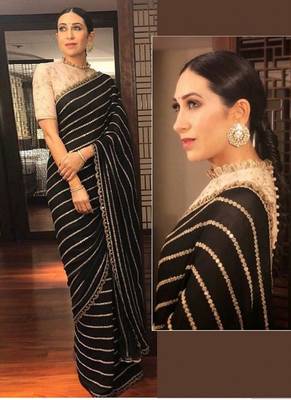 Black Embbroidery Work Georgette Bollywood Saree With Blouse 1