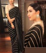 Black Embbroidery Work Georgette Bollywood Saree With Blouse