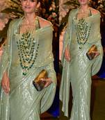 Pesta Green Sequence Work Georgette Bollywood Saree With Blouse