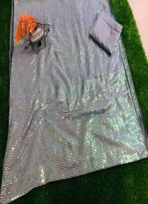 Grey Sequence Work Georgette Bollywood Saree With Blouse 2