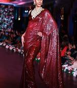 Maroon Sequence Work Georgette Bollywood Saree With Blouse