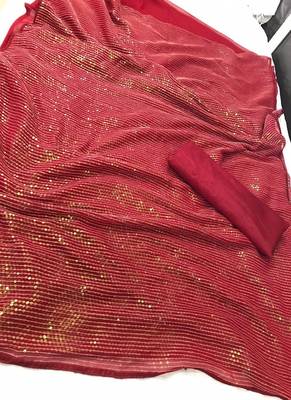 Maroon Sequence Work Georgette Bollywood Saree With Blouse 2