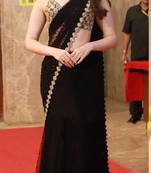 Black Lace Work Gerogette Bollywood Saree With Blouse