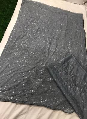 Grey Sequence Work Georgette Bollywood Saree With Blouse 2