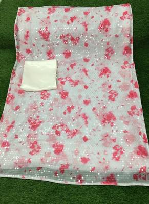Pink Digital Print Sequence Work Georgette  Bollywood Saree With Blouse 2
