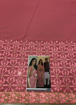 Pink Embroidered Work Georgette Bollywood Saree With Blouse 3