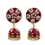 Red Pink Meenakari CZ Kundan Pearl Jhumki Earrings Set