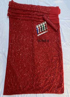Red Sequence Work Georgette Bollywood Saree With Blouse 2