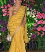 Yellow Printed Silk Bollywood Saree With Blouse