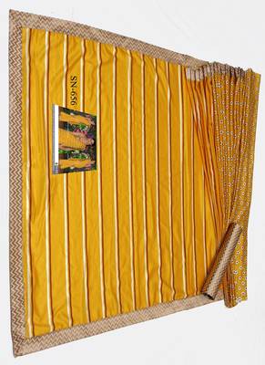 Yellow Printed Silk Bollywood Saree With Blouse 2