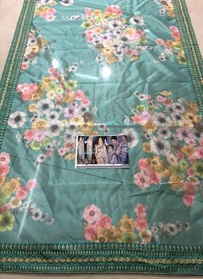 Light Green Orgenza Silk Printed Bollywood Saree With Blouse 2
