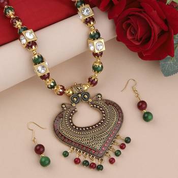 Exclucive Traditional Necklace Set Multi Colour Pear Set For Women Girls 1