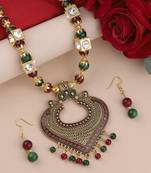 Exclucive Traditional Necklace Set Multi Colour Pear Set For Women Girls
