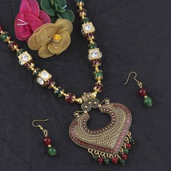 Exclucive Traditional Necklace Set Multi Colour Pear Set For Women Girls 3