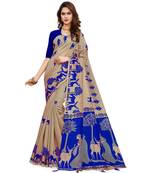 Multicolor printed Cotton saree with blouse