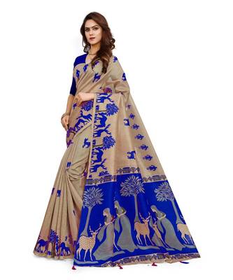 Multicolor printed Cotton saree with blouse 2