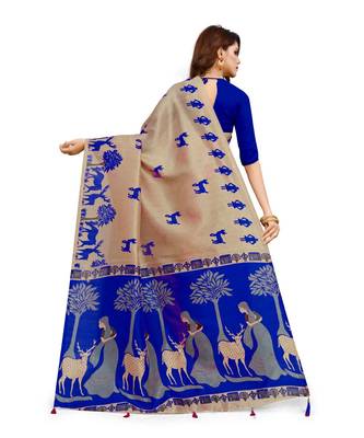 Multicolor printed Cotton saree with blouse 3