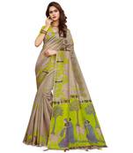 Multicolor printed Cotton saree with blouse