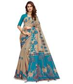 Multicolor printed Cotton saree with blouse