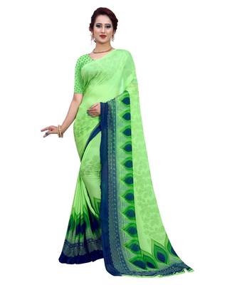 Multicolor printed Georgette saree with blouse 1