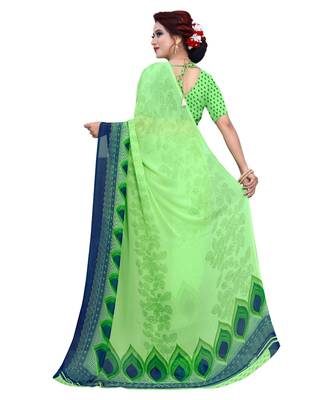 Multicolor printed Georgette saree with blouse 3