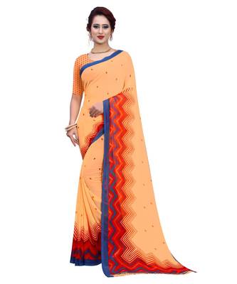 Multicolor printed Georgette saree with blouse 1