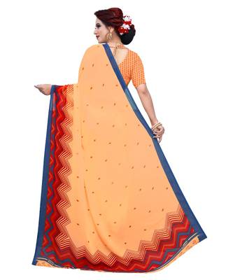 Multicolor printed Georgette saree with blouse 3