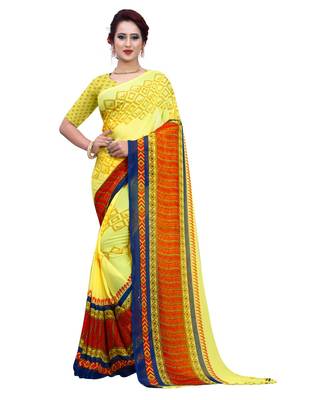 Multicolor printed Georgette saree with blouse 1