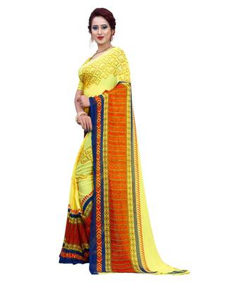 Multicolor printed Georgette saree with blouse 2
