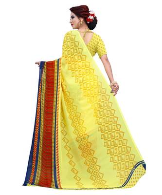 Multicolor printed Georgette saree with blouse 3