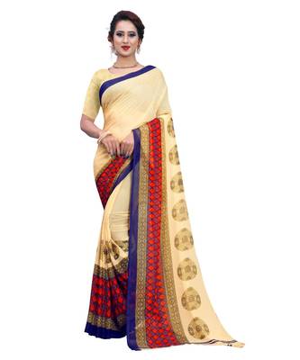 Multicolor printed Georgette saree with blouse 1