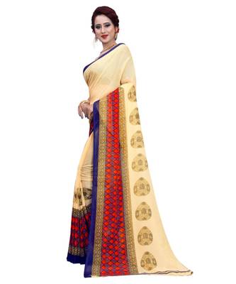 Multicolor printed Georgette saree with blouse 2