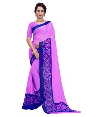 Multicolor printed Georgette saree with blouse 2