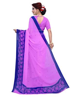 Multicolor printed Georgette saree with blouse 3