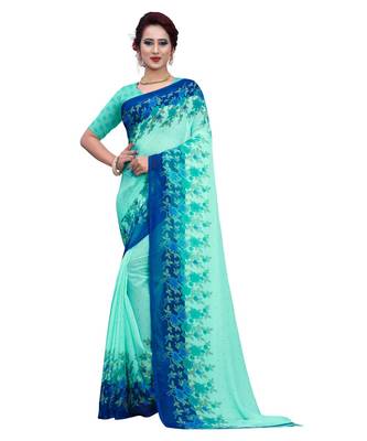 Multicolor printed Georgette saree with blouse 1