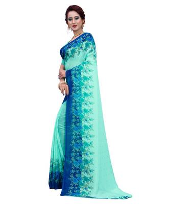 Multicolor printed Georgette saree with blouse 2