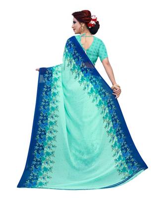 Multicolor printed Georgette saree with blouse 3