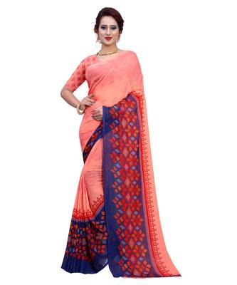 Multicolor printed Georgette saree with blouse 1