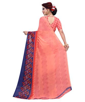 Multicolor printed Georgette saree with blouse 3