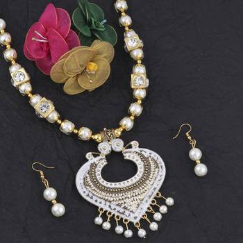 Charm Party Wear Golden White Pear Necklace Set For Women Girl 4